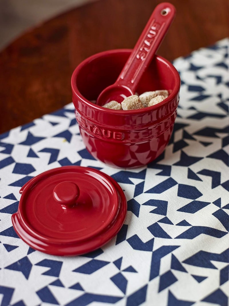 Staub Cherry Red Sugar Bowl with Spoon - 9 cm - Image 2